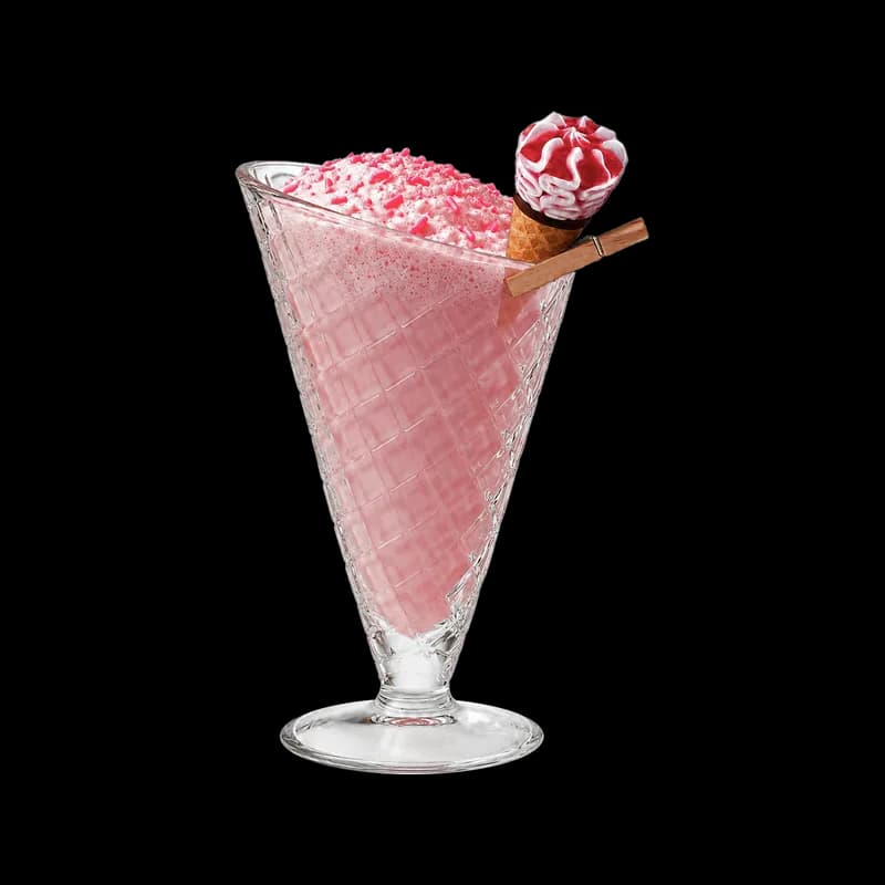 Sundae Best, a strawberry cream cocktail served in a sundae glass with a wafer, at Bloom cocktail bar, Park Street, Bristol